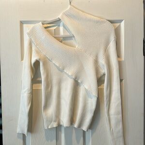 White long sleeve top with high neck
